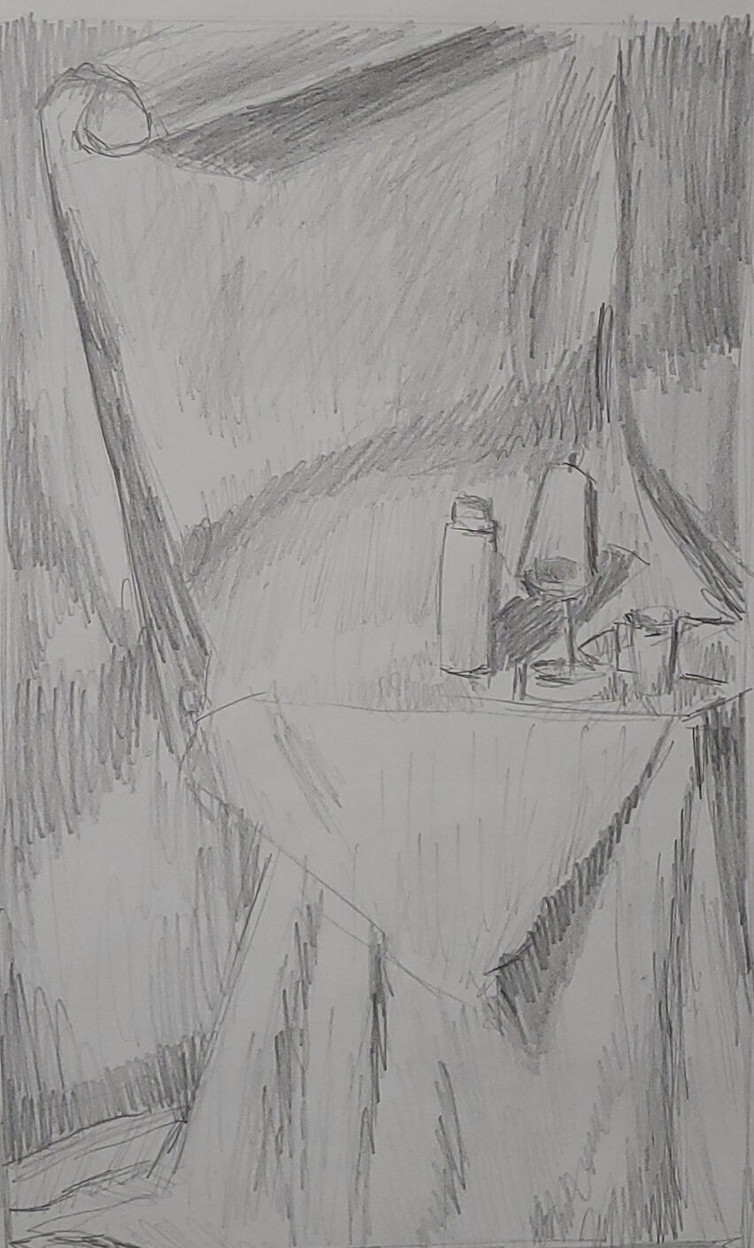 White on White Study, 2025, Graphite