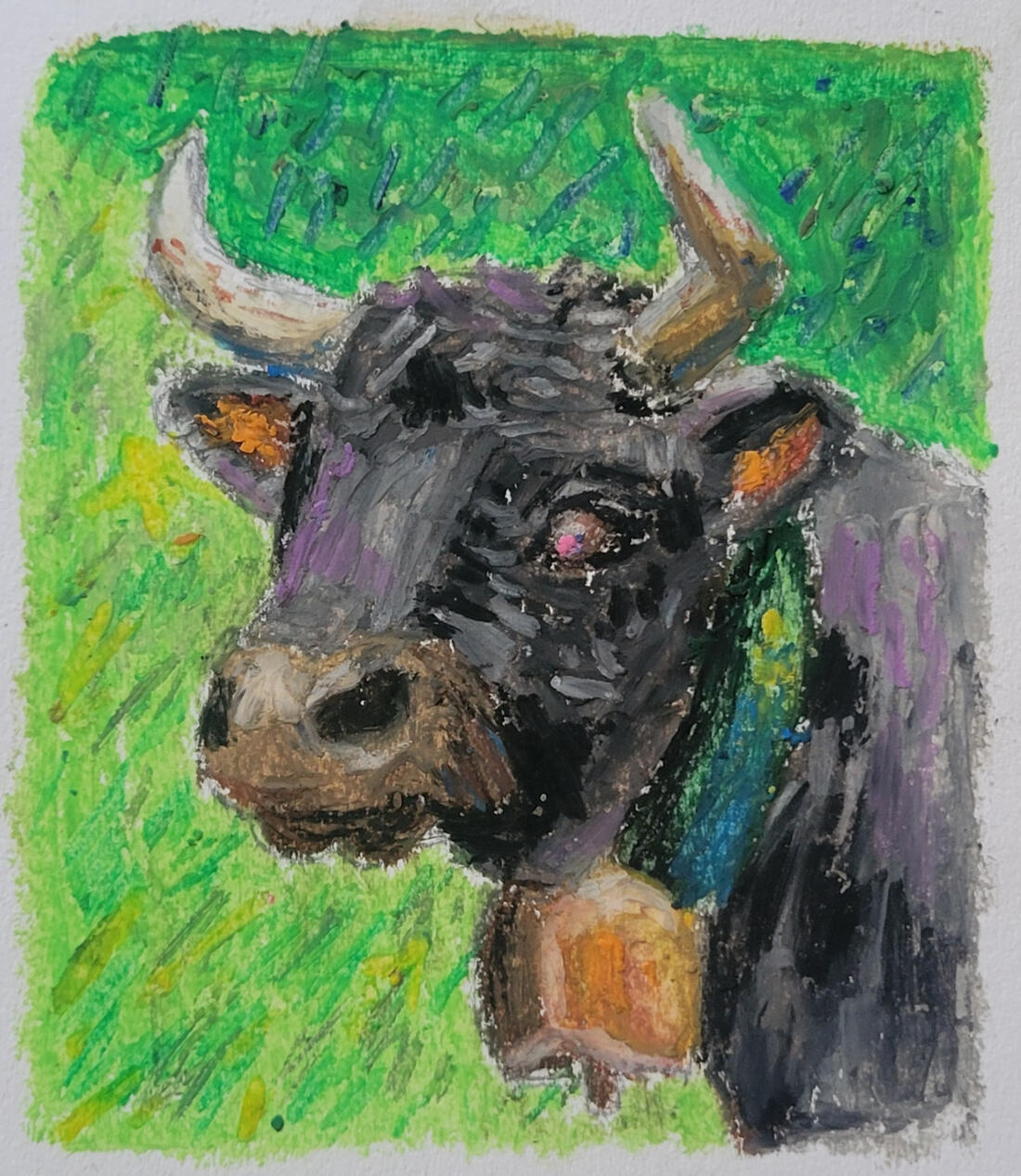 "Cow" Oil Pastel July 25
