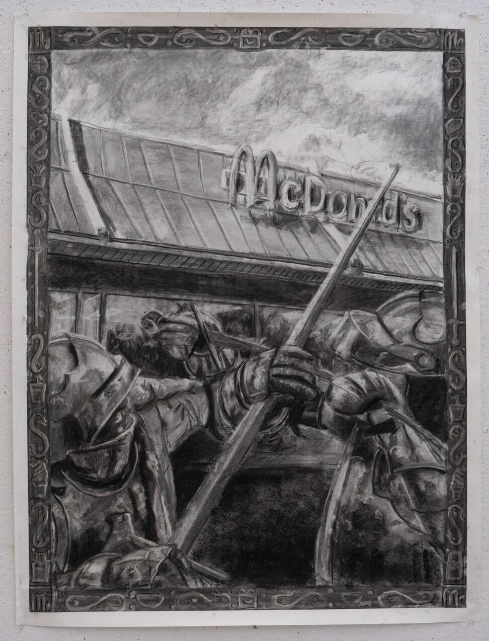 Rule of Seven, 2025, Charcoal on Paper, 28” x 34”